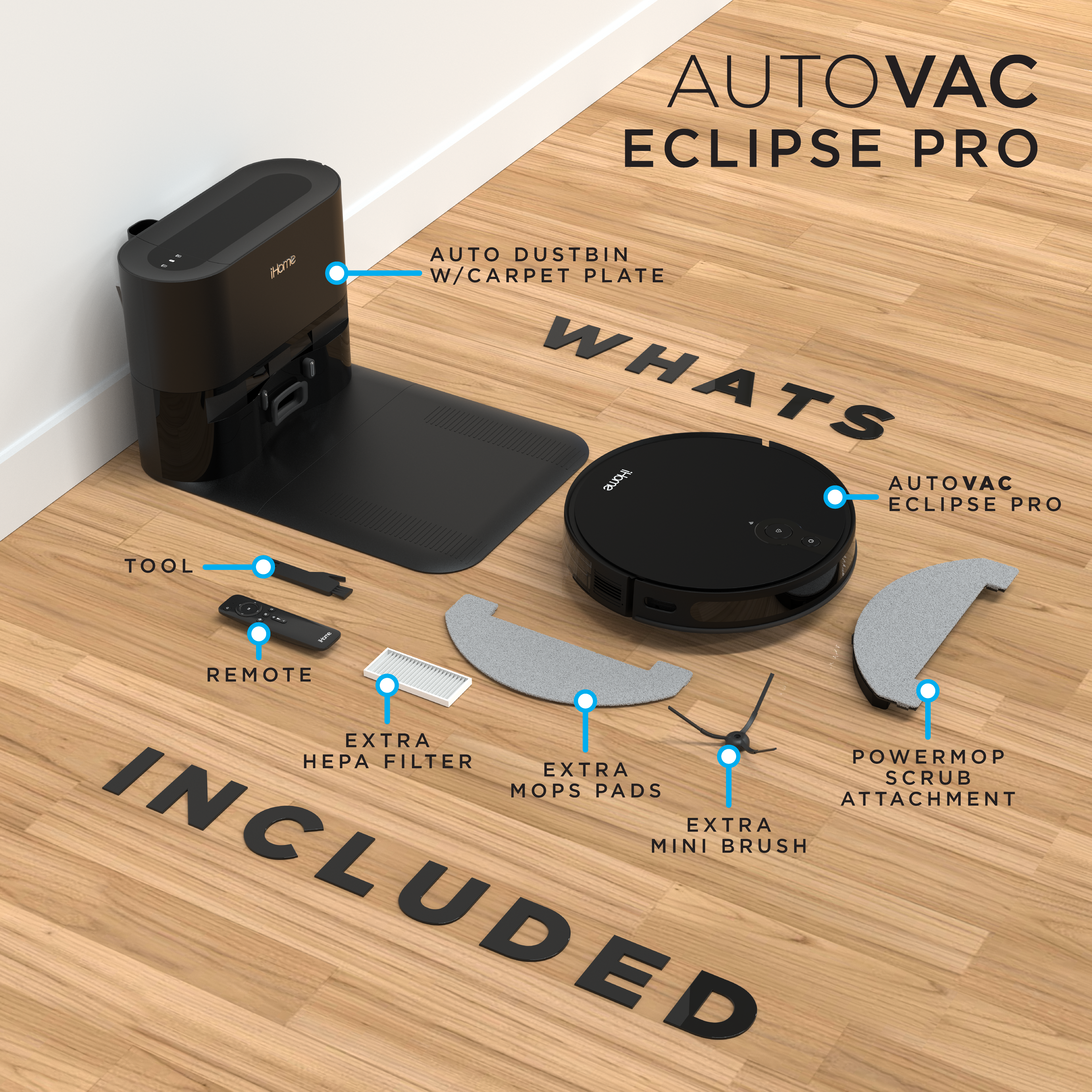 IHome AutoVac store Eclipse 2-in-1 Robot Vacuum and Mop Open Box